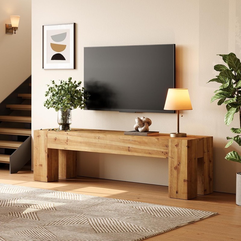 63‘’ Solid Wood TV Stand for TVs up to 75'', Entertainment Media Center Console gallery