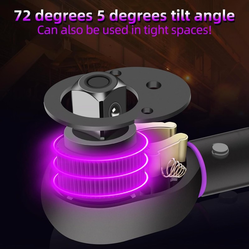 Multi-Use 1/4" Torque Wrench, 20-240 FT-LB with Ratcheting Head - Stylish Purple gallery