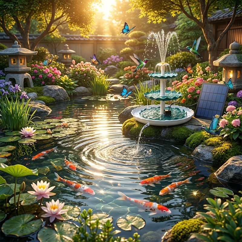 IPX8, Three-tiered Solar-powered Bird Bath Fountain gallery