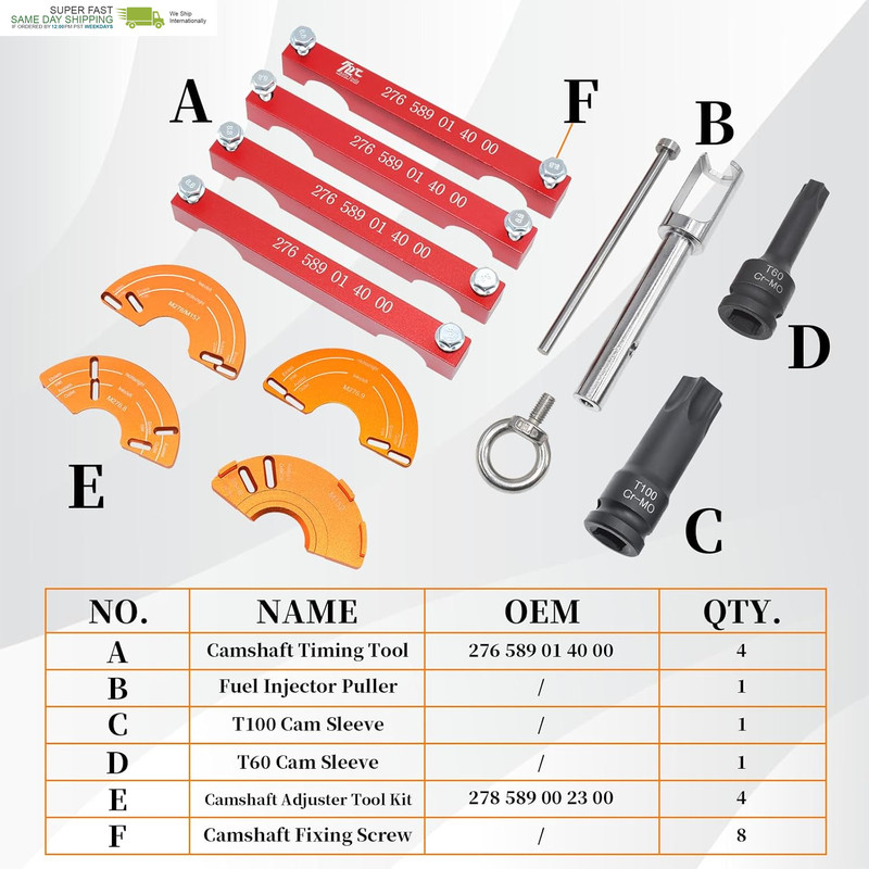 Engine Alignment Locking Timing Tool Kit with 4PCS Camshaft Adjuster Tool Kit, C gallery