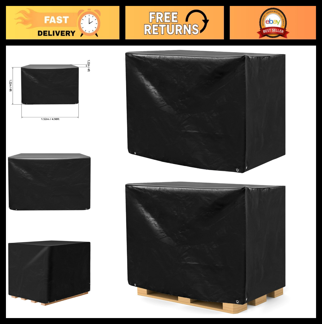 Heavy Duty Waterproof Pallet Cover 2 Pack, 12 Mil Thick, 4x5x4 Ft, Outdoor Prote gallery