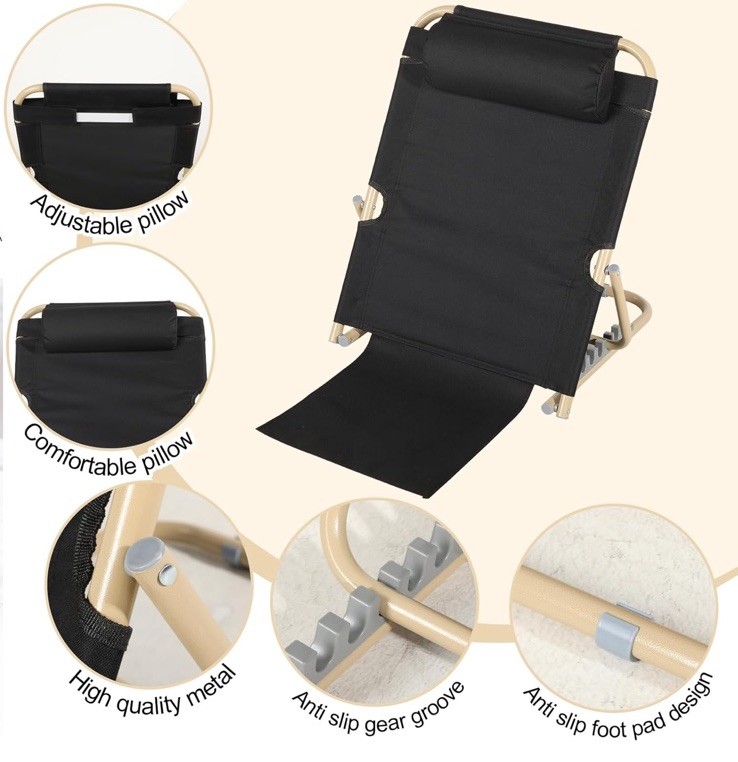 Adjustable Bed Backrest Sit Up Support Chair Pillow w Armrest Foldable 28.4” gallery