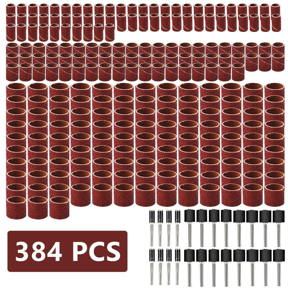 Sanding Drum Kit 384Pcs Sanding Sleeves with Mandrels for Dremel Rotary Tool gallery