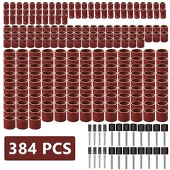 Sanding Drum Kit 384Pcs Sanding Sleeves with Mandrels for Dremel Rotary Tool