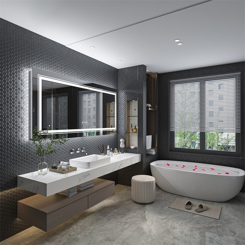Large LED Bathroom Vanity Mirror Front & Backlight Anti-Fog Memory Dimmable gallery