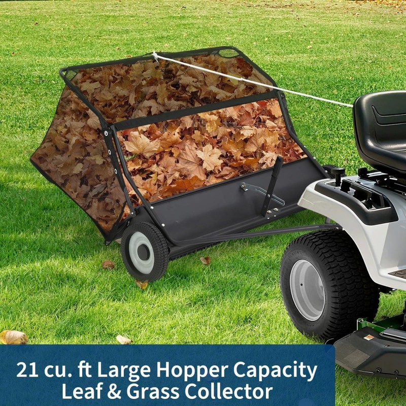 42 in Lawn Sweeper Tow Behind Pull Behind Yard Sweeper 21 cu. ft Large Hopper gallery