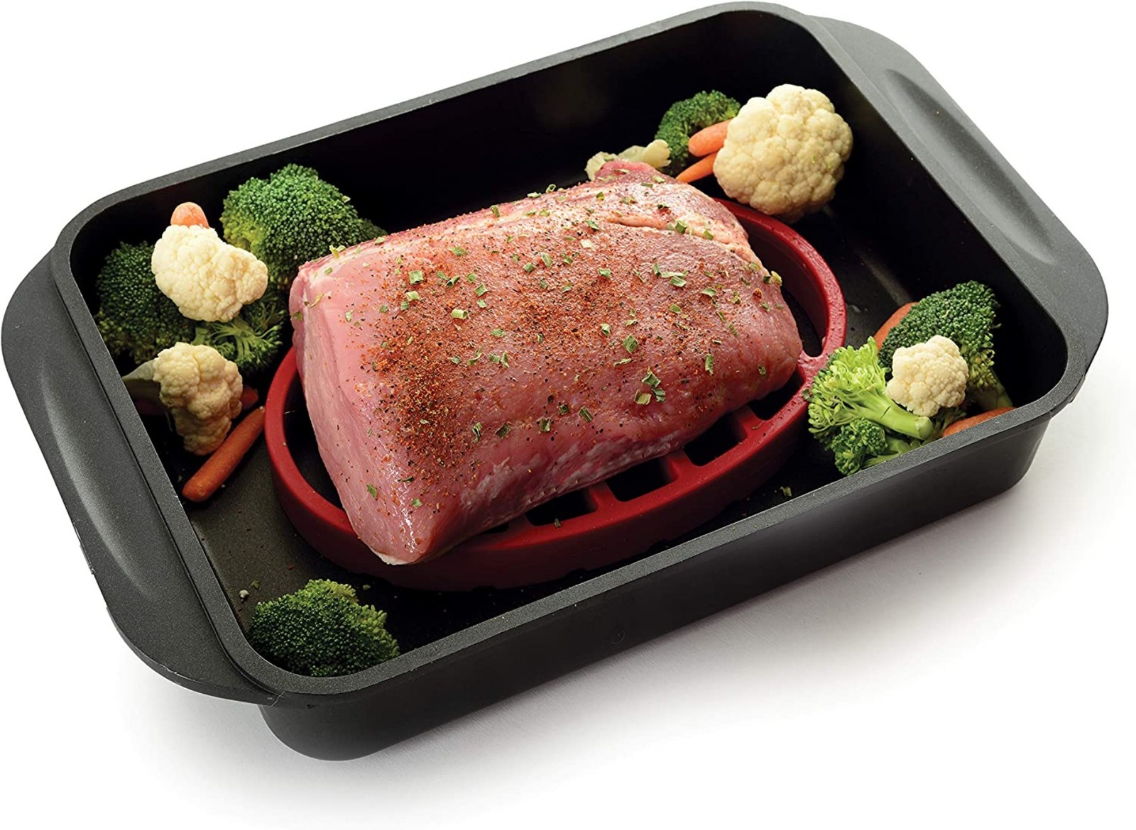 Norpro Oval Silicone Roast Rack, Red gallery