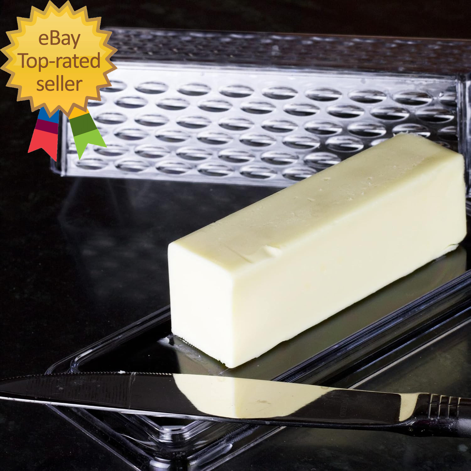 Select Plastic Butter Dish 7 Inches in Length Clear 7"L x 3"W x 2.25"H gallery