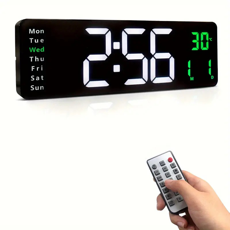 16" Large LED Digital Wall Clock, Brightness Adjustment, Dual alarm clock gallery