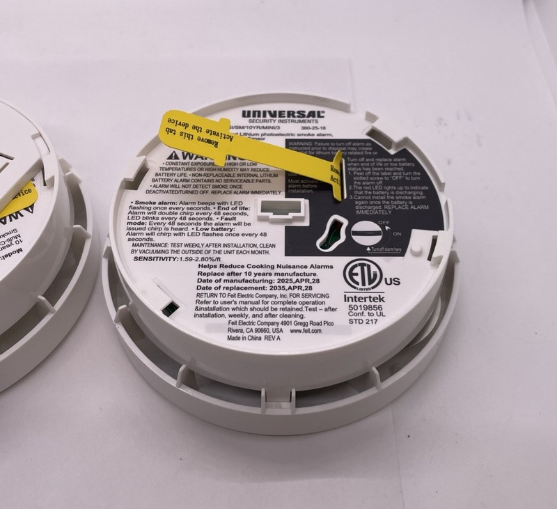 3 Pack Universal Security Instruments 10-Year Smoke Fire Alarm *Missing 1 Plate* gallery