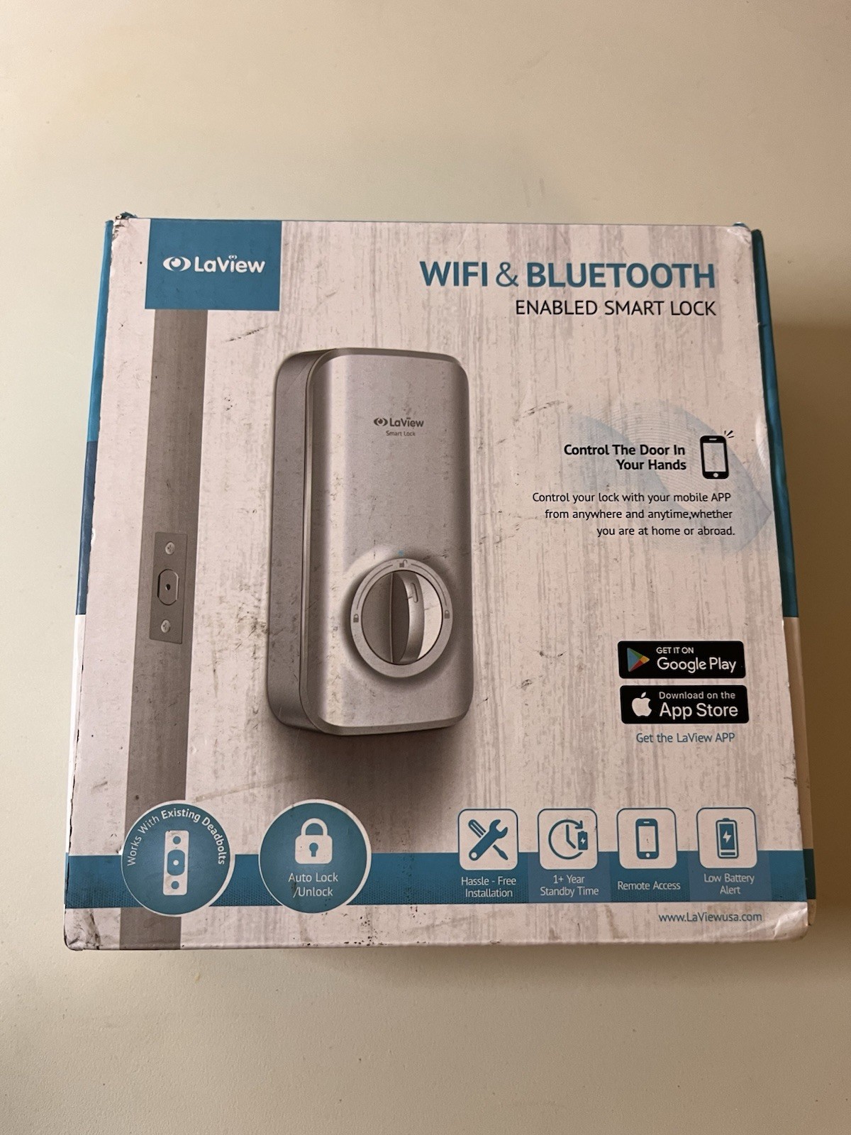 LaView WiFi & Bluetooth Smart Lock – Matte Silver – New Sealed gallery