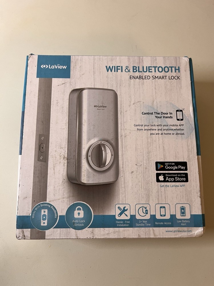 LaView WiFi & Bluetooth Smart Lock – Matte Silver – New Sealed