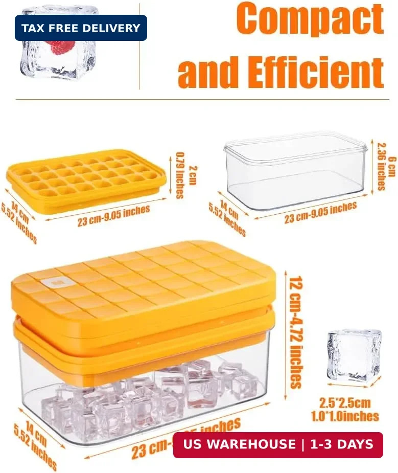 Brigii Ice Cube Tray with Lid & Storage Bin, 56 Cubes Ice Mold with Easy-Release gallery