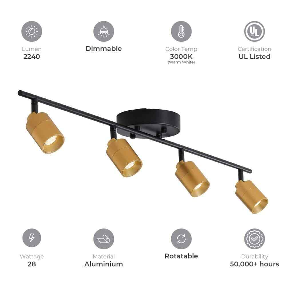 Vidalite Modern 3 ft. 4 Head-Light Gold Integrated LED Fixed Track Lighting Kit gallery