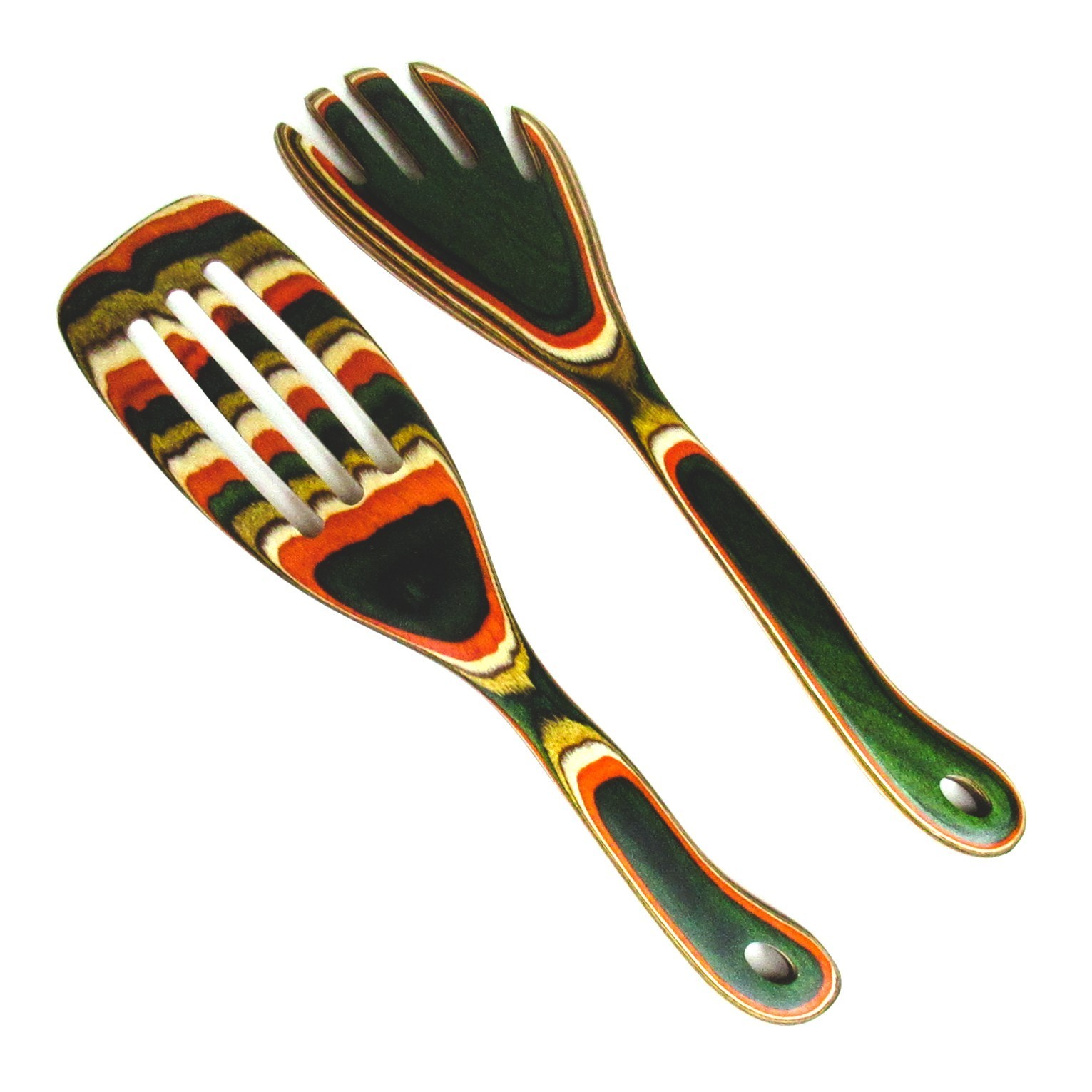 Pakkawood 2 Pcs Kitchen Utensil Set Spoon & Spatula Rainbow Tools Handmade gallery