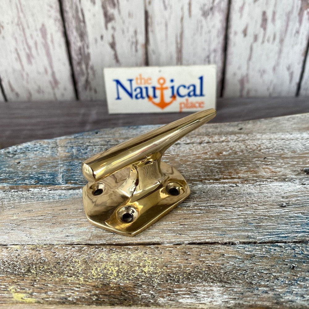 Solid Brass Cleats - Nautical Wall Hooks - Marine Boat Dock Chock - Coat Hanger
