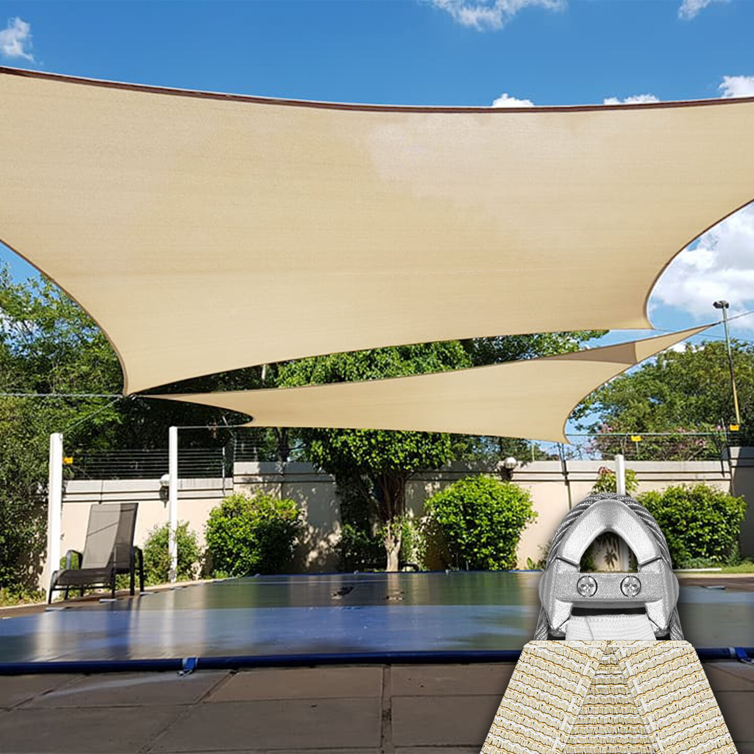 23ft Outdoor Rectangle Shade Sail with A-Ring Patio Garden Pool Sun Canopy Cover gallery