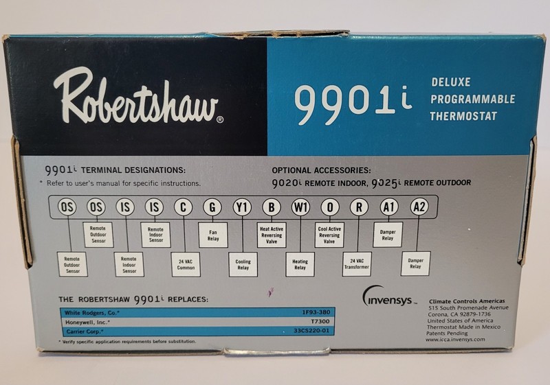Robertshaw 9901i Digital Deluxe Programmable Thermostat 1 Heat/1 Cool 24VAC gallery