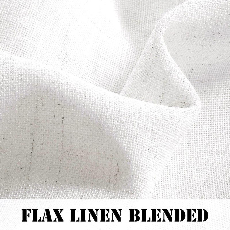 Natural Effect Extra Long Linen Curtain Panels Heathered White 52''x108'' gallery