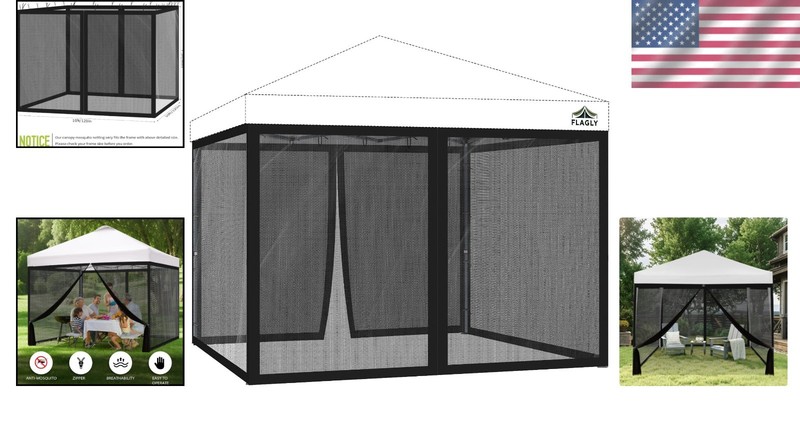 Universal 10x10 ft Bug Screen Tent with Zipper Doors for Camping & Backyard Use gallery