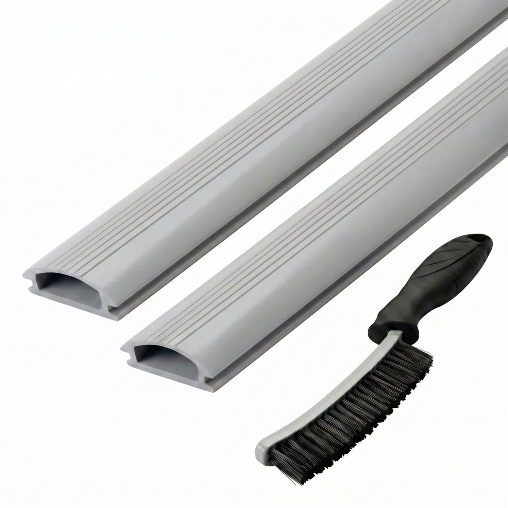 2-Pack Gray Vinyl Threshold Insert - 36 Inch Flexible Door Bottom Seal, Weath...