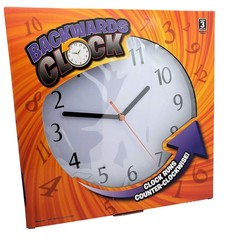 Funny Black Backwards Joke Wall Clock (9″) Large Numbers. Runs Counterclockwi…