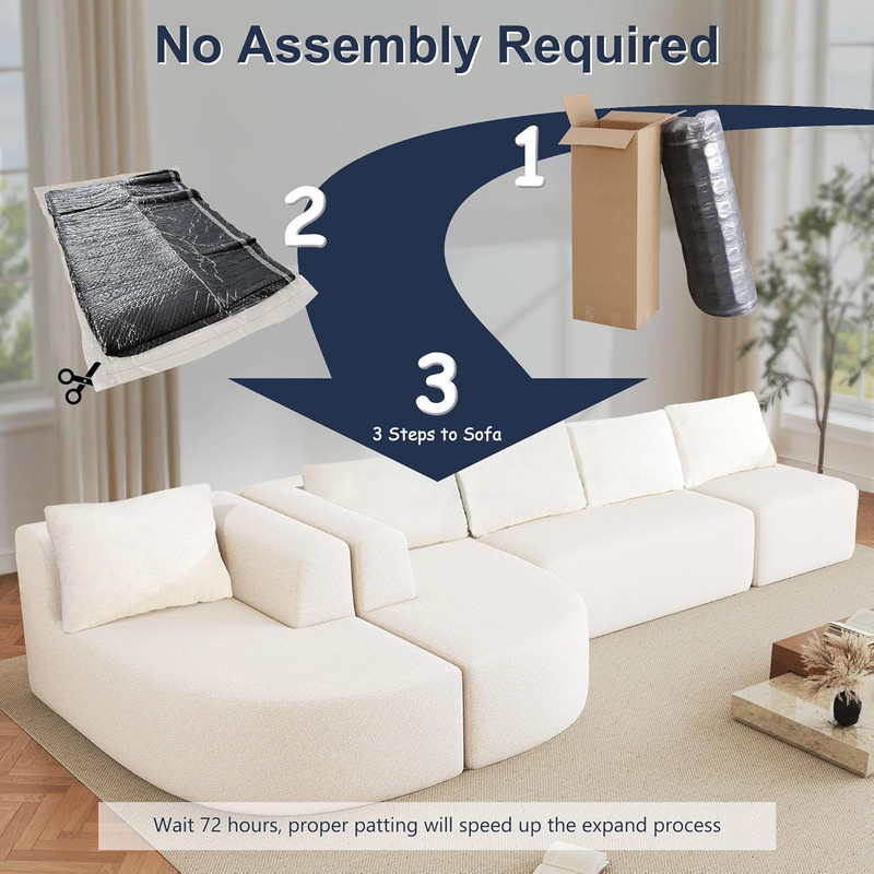 144" Oversized Sectional Sofa with Chaise Lounge, Boneless Couches for Living Ro gallery