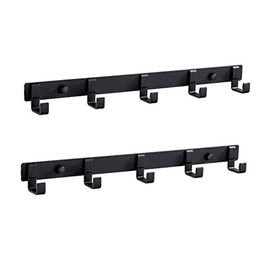 2 Pack Hat & Coat Rack - Wall Mounted Aluminum Alloy Hook Rack (5 Hooks Black) gallery