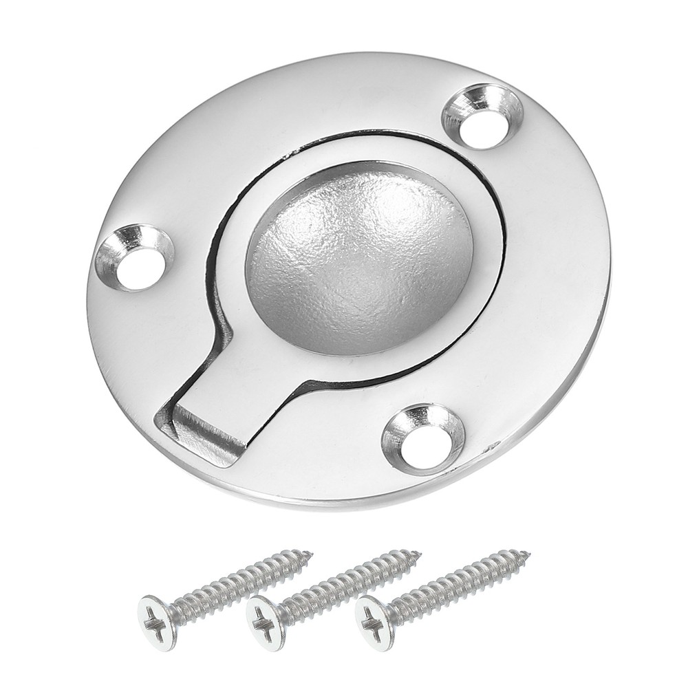 2" Round Flush Pull Ring Handles Recessed Door Pull with Screw Silver