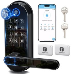 Bluetooth Fingerprint Smart Lock with Handle & Keypad – Fits Most US Black