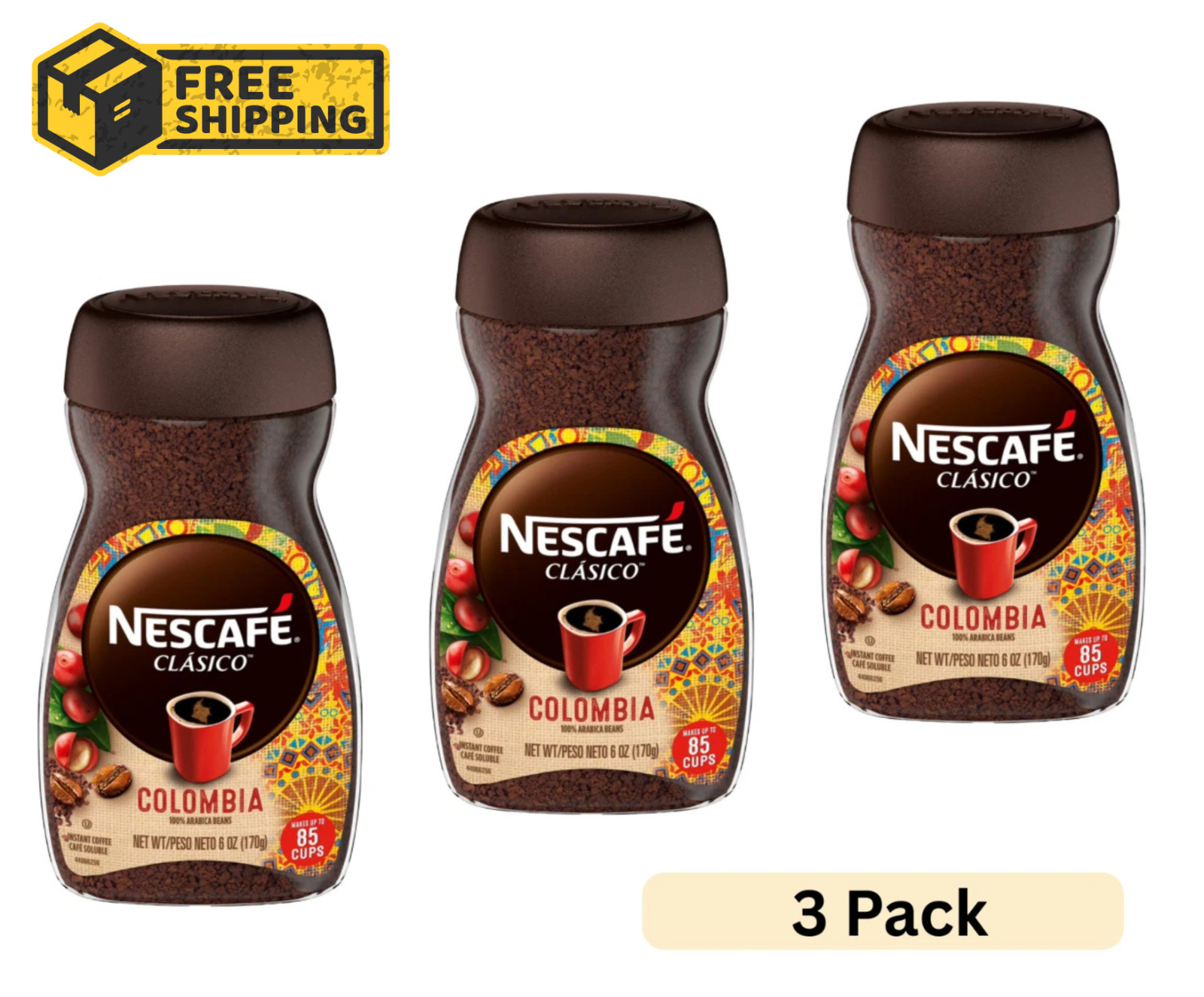 Nescafe Clasico Colombia Medium Roast Instant Coffee, 6 oz -3 jars gallery