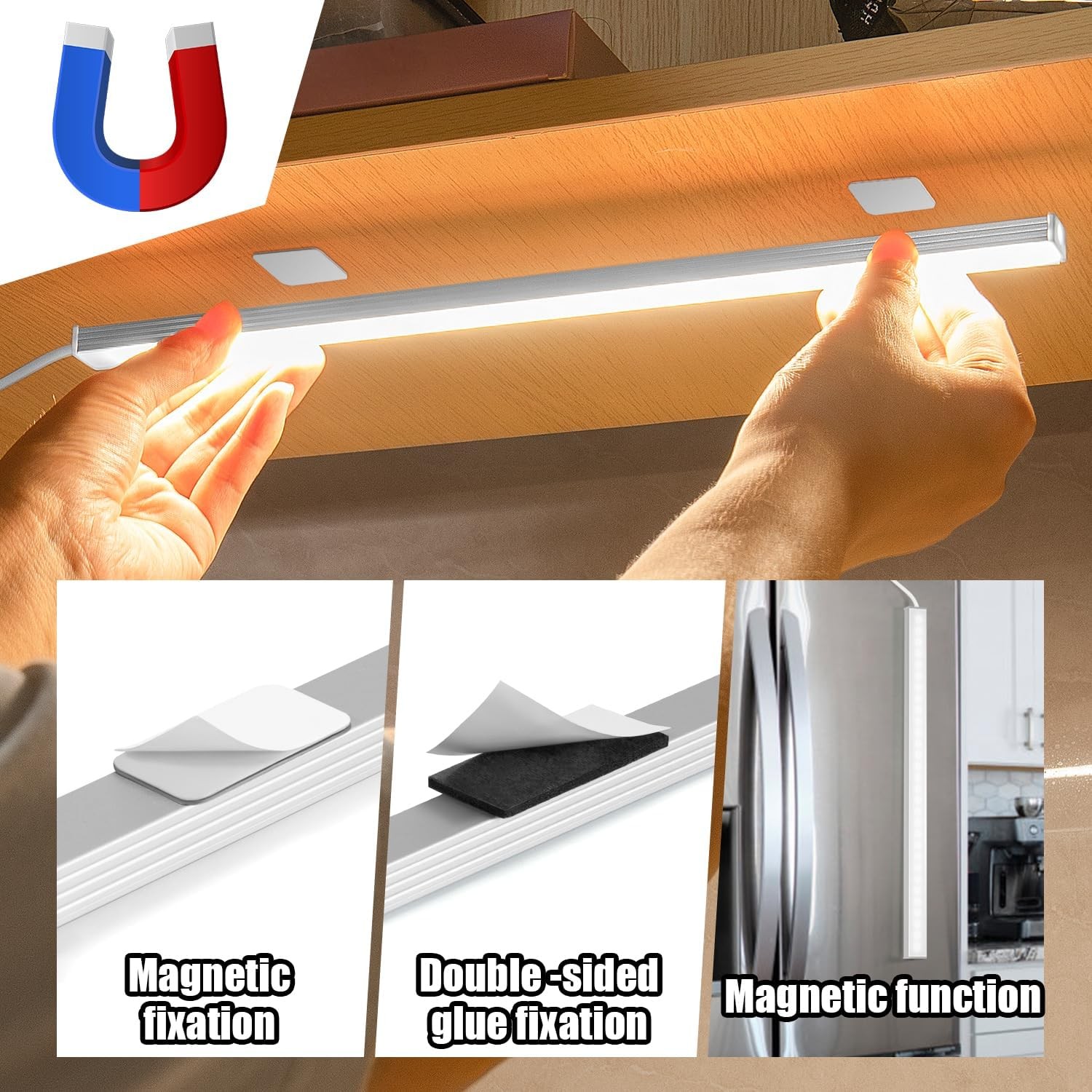 Under Cabinet Lighting, 12 Inch Plug in Light Bar, LED Keyboard Lights, 6000K gallery