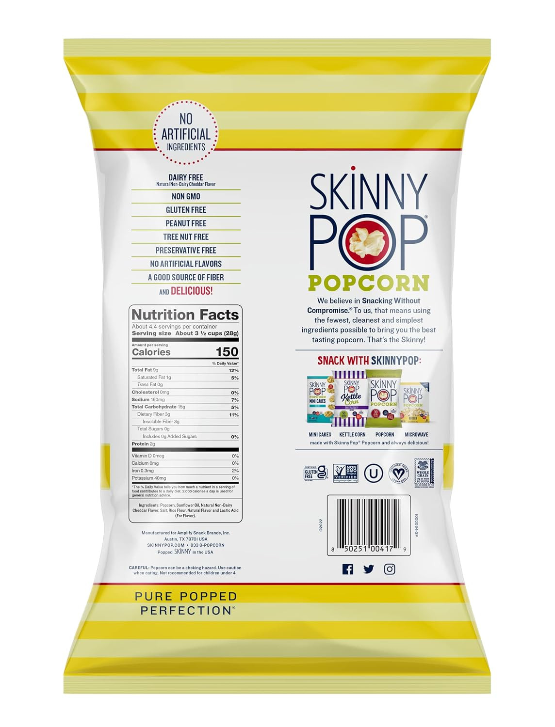 White Cheddar Popcorn, Gluten Free, Non-GMO, Healthy Snacks, Skinny Pop, 4.4oz G gallery
