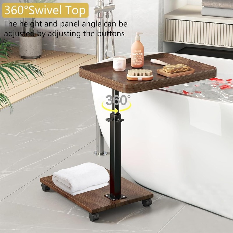 C Table End Table Adjustable Height, 360°Swivel TV Tray Table for Small Spaces gallery