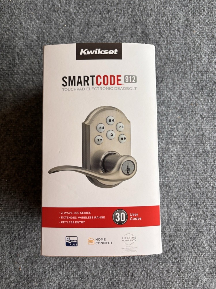 Kwikset SmartCode 912 Z-Wave Electronic Lever Lock Satin Nickel 99120-037
