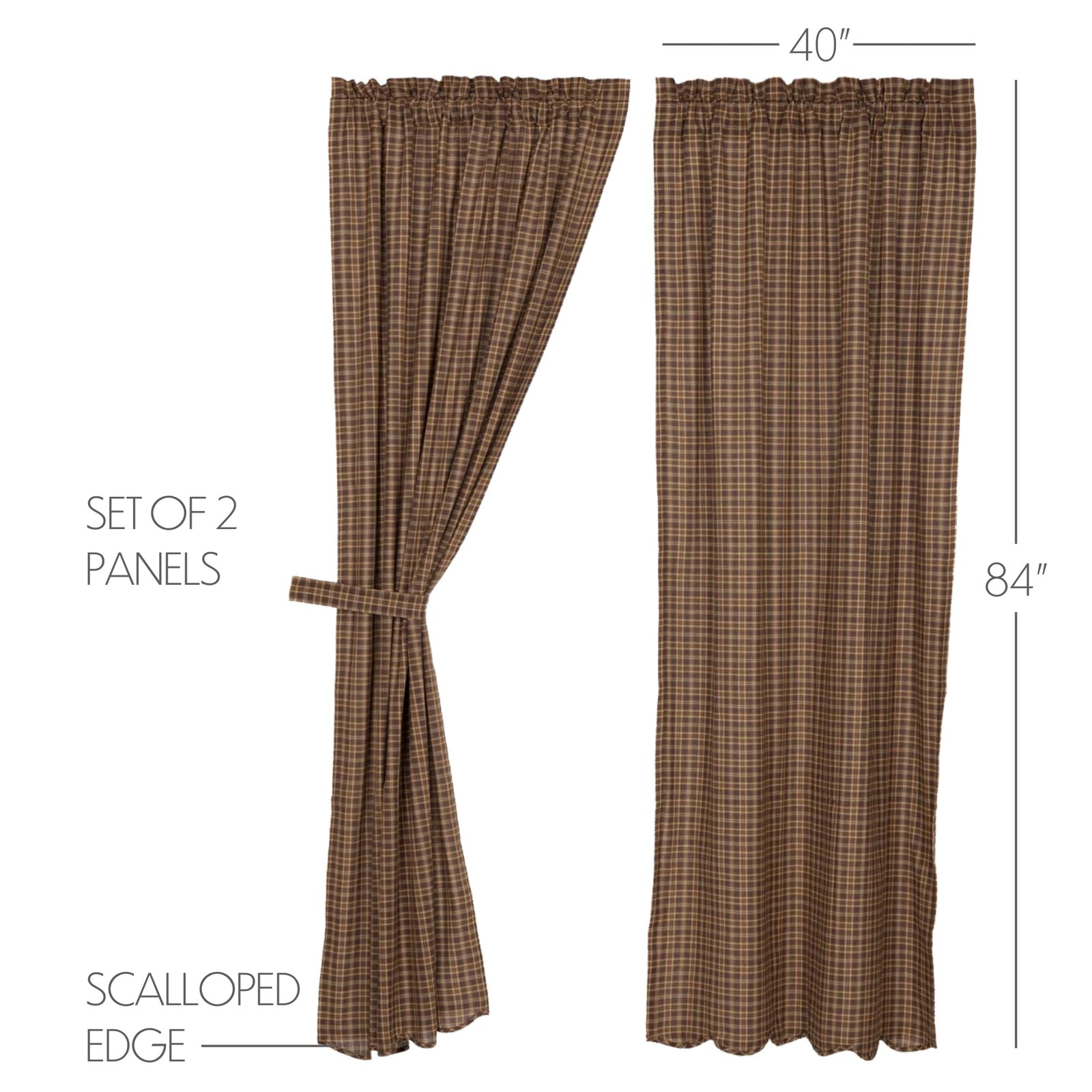 Rustic 84"x40" Panel Pair Brown Rod Pocket Prescott Window Curtains VHC Brands gallery