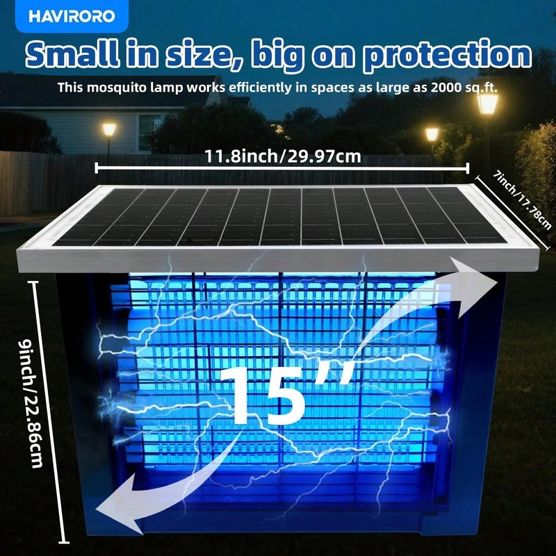 Solar Bug Zapper Outdoor Rechargeable Mosquito Killer 2000sq ft Patio Lamp gallery