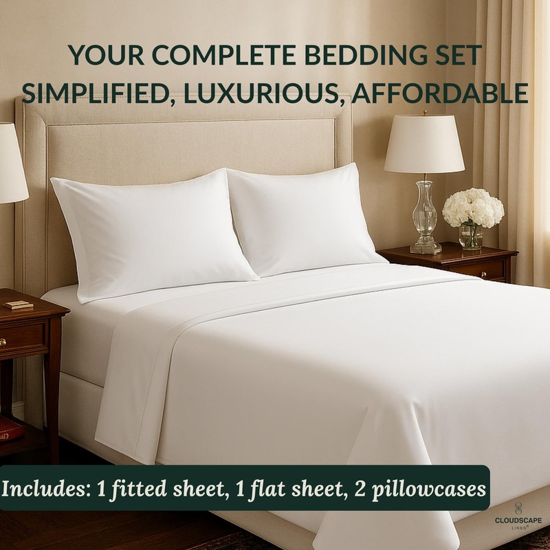 CLOUDSCAPE 100% Egyptian Cotton Sheets King Size - 400 Thread Count 17" Extra... gallery