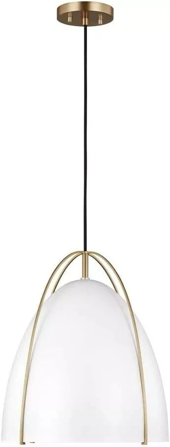 2-PACK TRENDY 1-LIGHT PENDANT FIXTURE SATIN BRASS & WHITE SHADE GEN-6551801-848 gallery