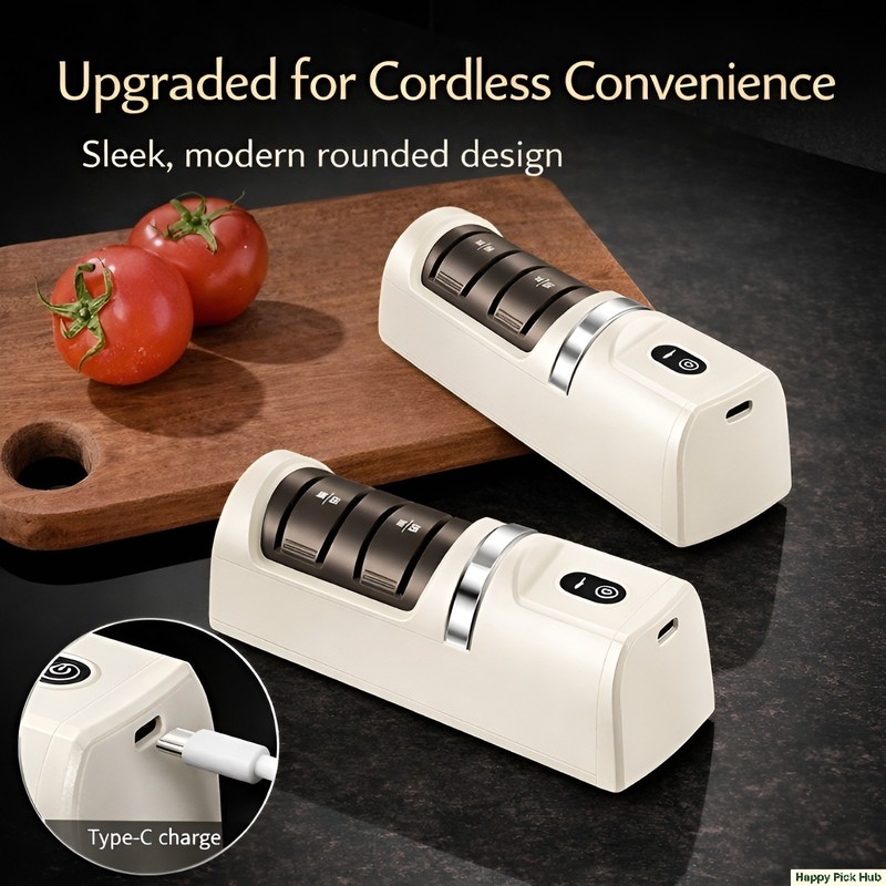 Cordless Electric Knife Sharpener 3 Stage Diamond Grinder USB Rechargeable gallery