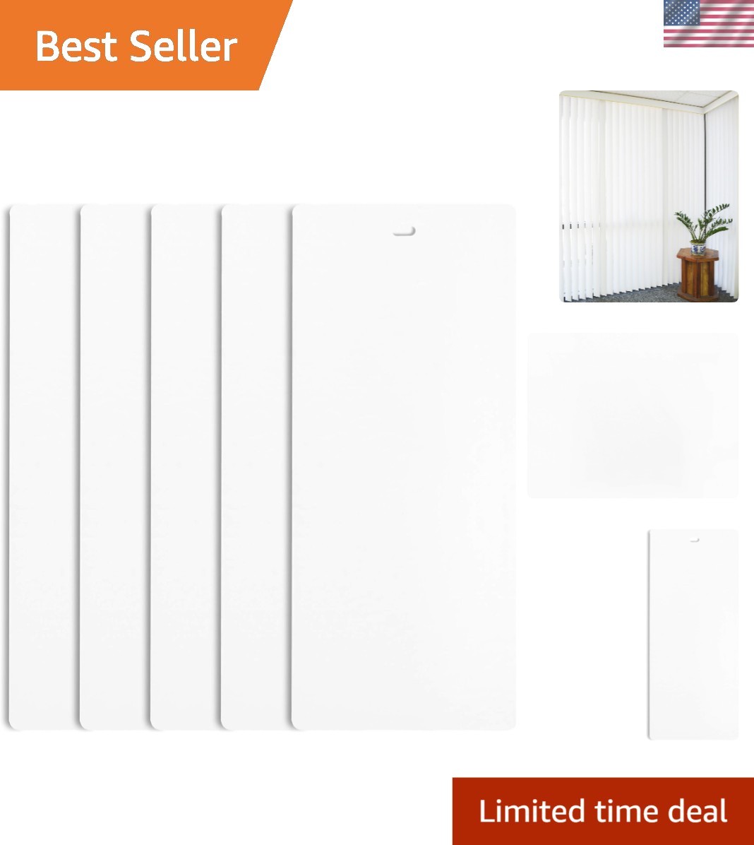 High-Quality Smooth Curved White PVC Vertical Blind Slats - 82.5" (5 Pack) gallery