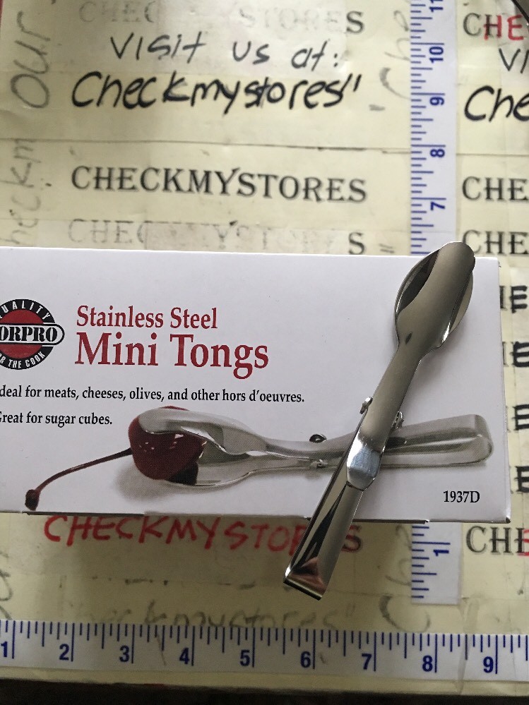 NEW Norpro - 18/10 Stainless Steel Mini Tongs 1937D CUBES OLIVES CHEESES MEATS, gallery