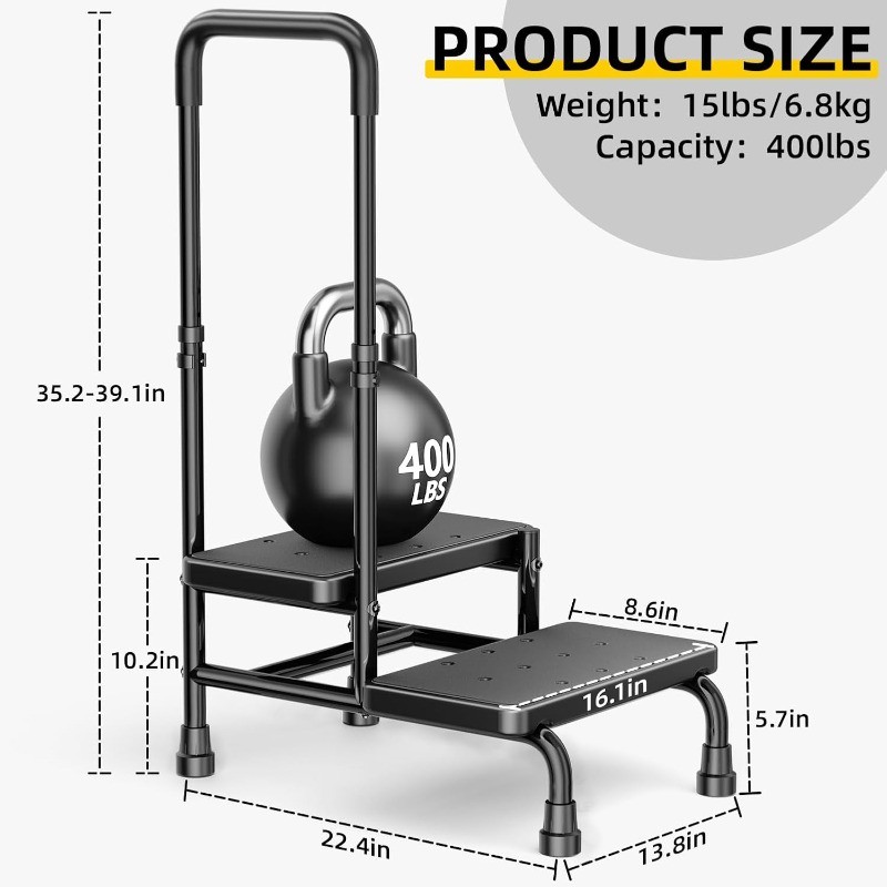 2 Step Stool with Handle for Elderly Adults and Seniors Heavy Duty Non Slip gallery