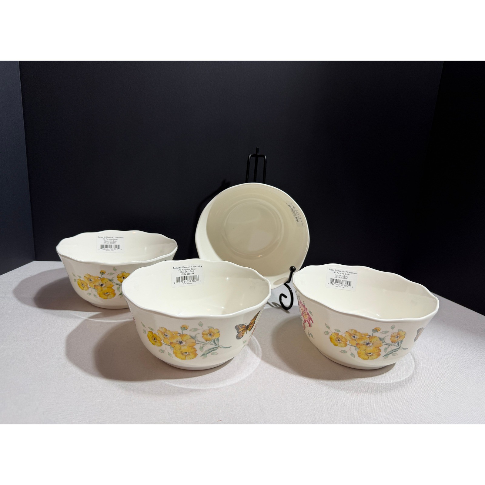 Lenox Butterfly Meadow Melamine All Purpose Bowls Set of 4 Floral 16oz 855594 gallery
