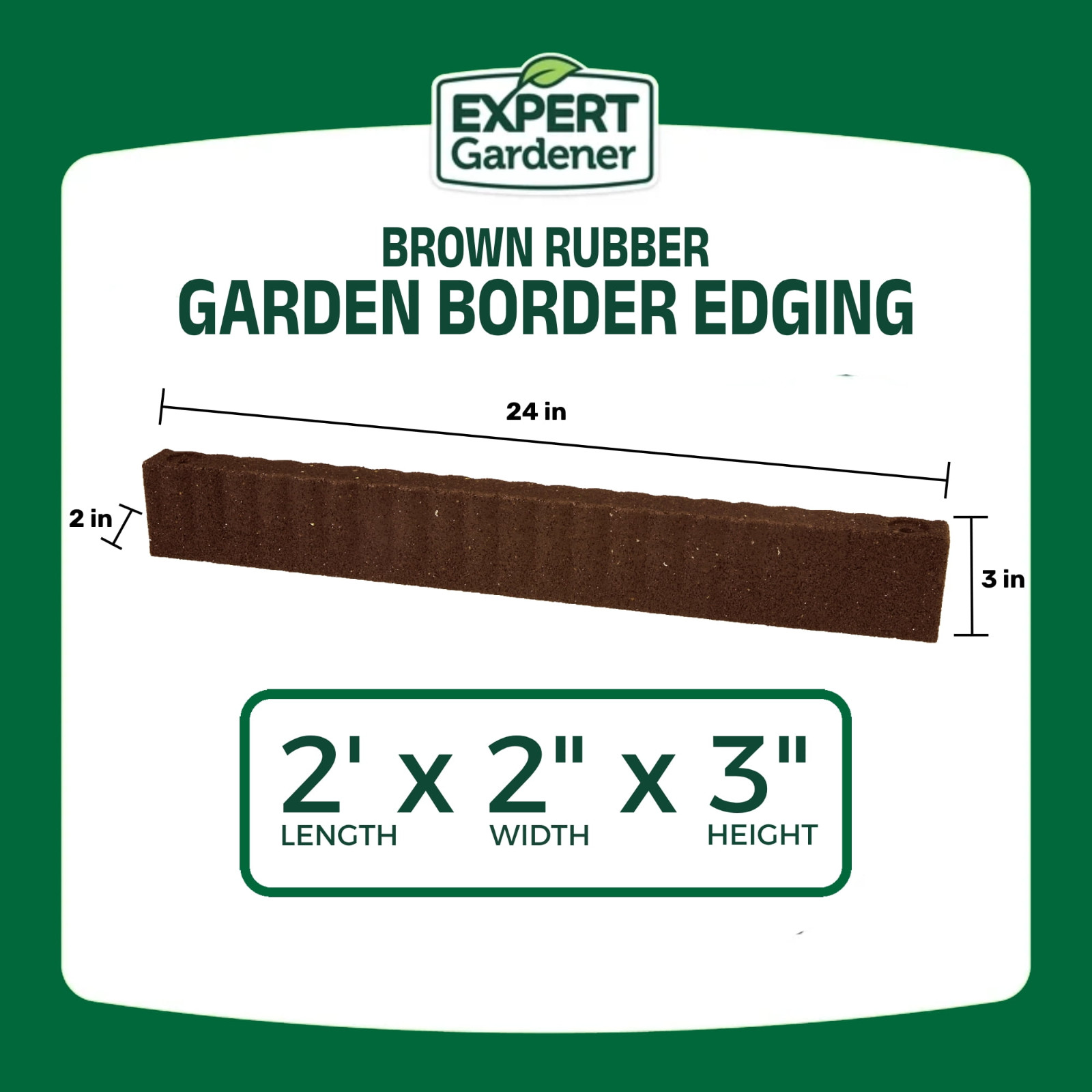 Expert Gardener 2' x 3" Brown Recycled Rubber Garden Border Edging - 8 Pack gallery