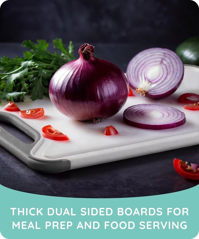 Versatile Plastic Cutting Boards with Juice Grooves, Gray gallery