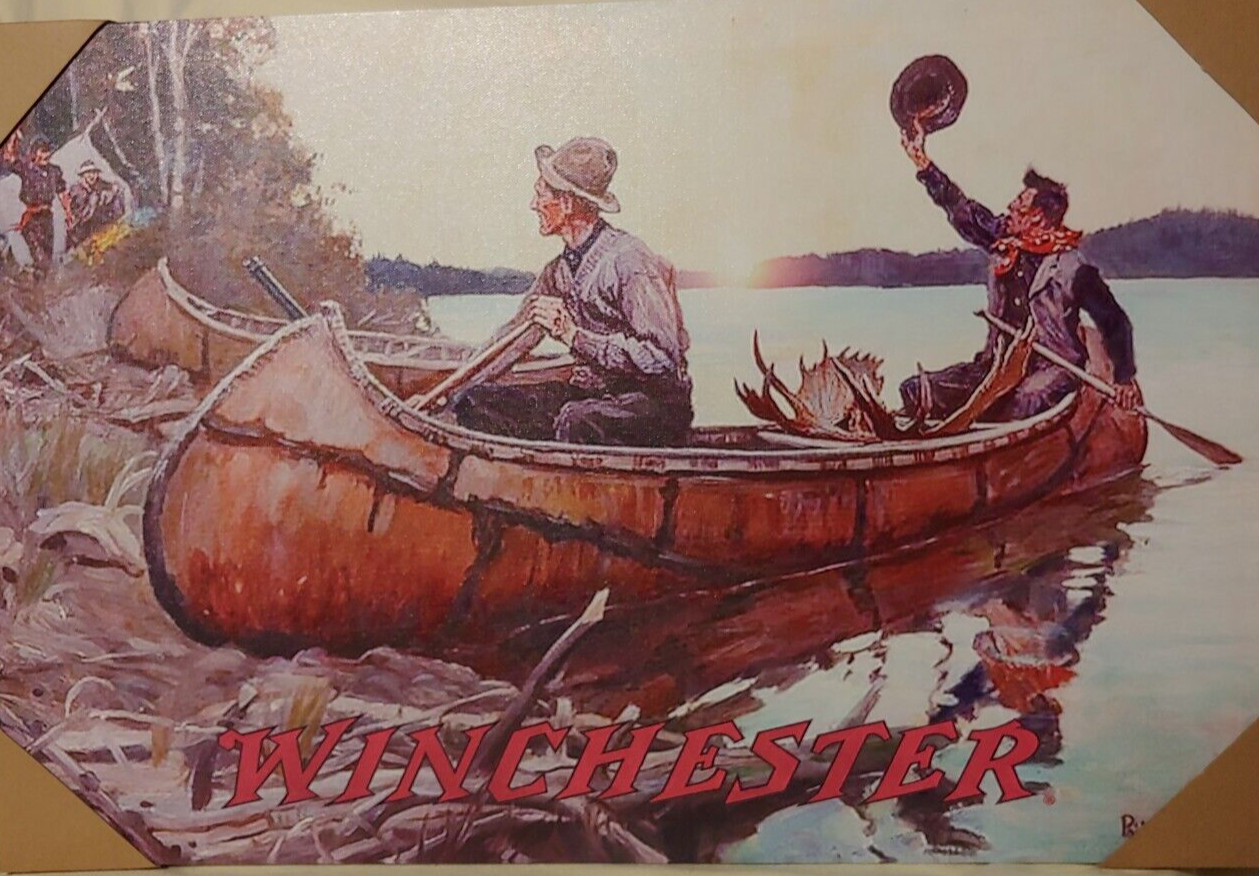 Winchester Back to Hunting Camp Rivers Edge Products LED Canvas Art, 24 by 16 in gallery