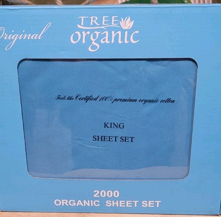 Tree Organic Brand King-sized Sheet Set In Blue 2000 Thread Count Organic Cotton gallery