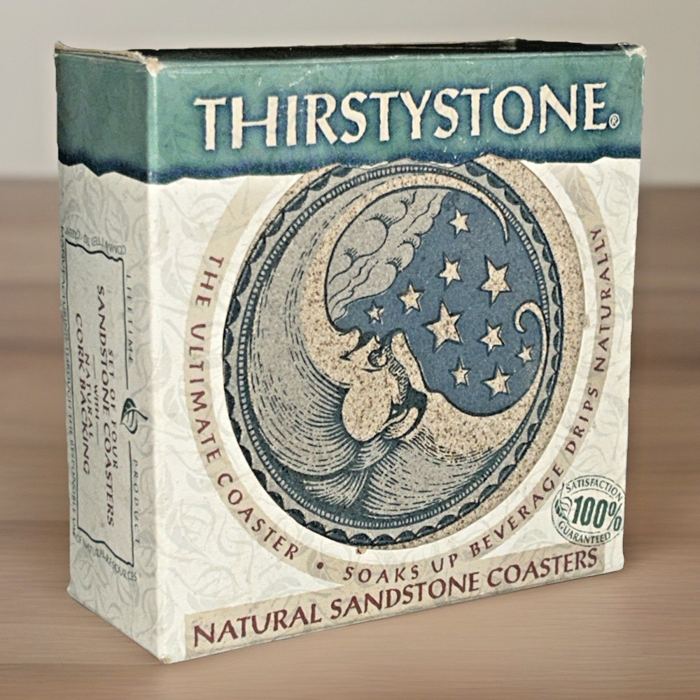 Thirstystone ~ Natural Sandstone Coasters ~ 4 Sun and Moon ~ *NEW*