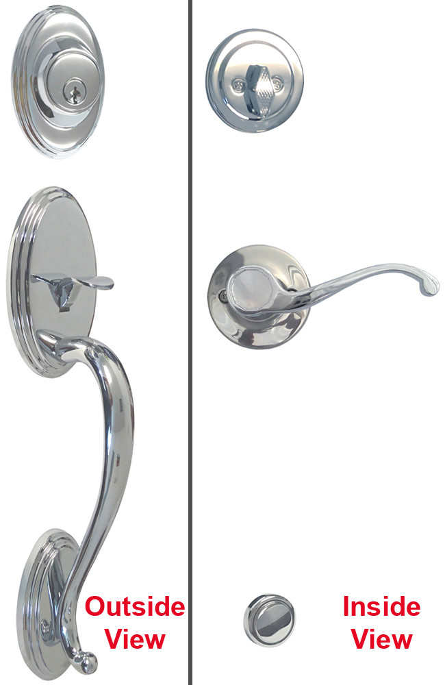 House Guard Polished Chrome Finish Front Door Handleset Entry Lever Locks Handle gallery